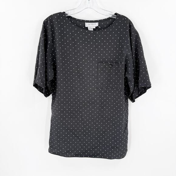 Vintage La Vouge Black Polka Dot Short Sleeve Blouse Women's Size Small - Picture 1 of 8